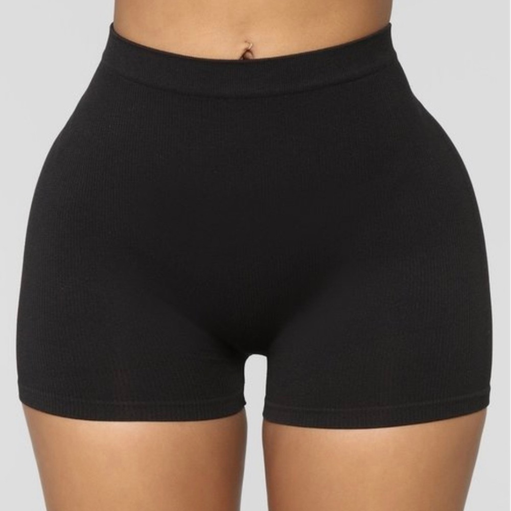 Black Seamless Basic Fitted Mini Bike Shorts